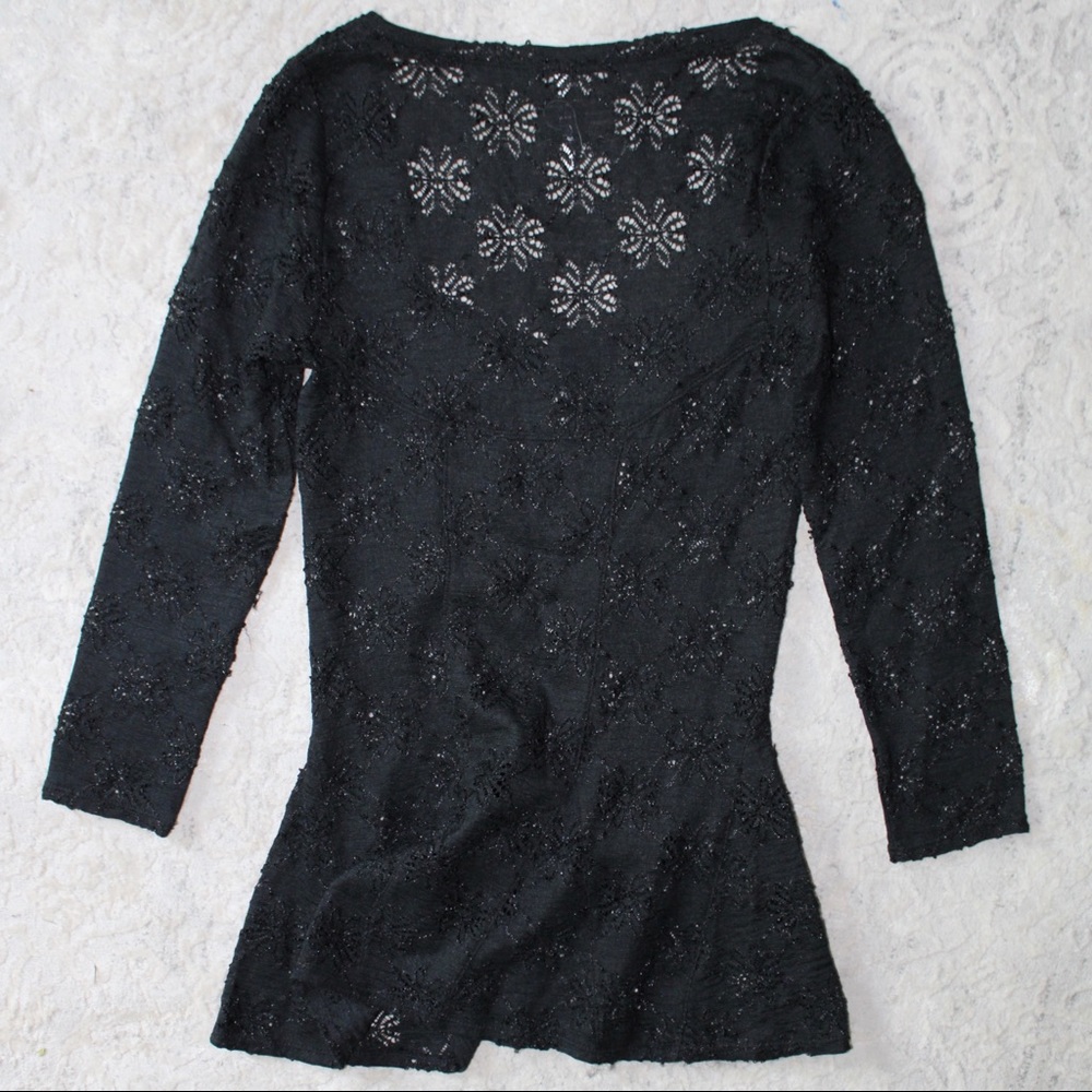 Free People Black Lace Long Sleeve Shirt